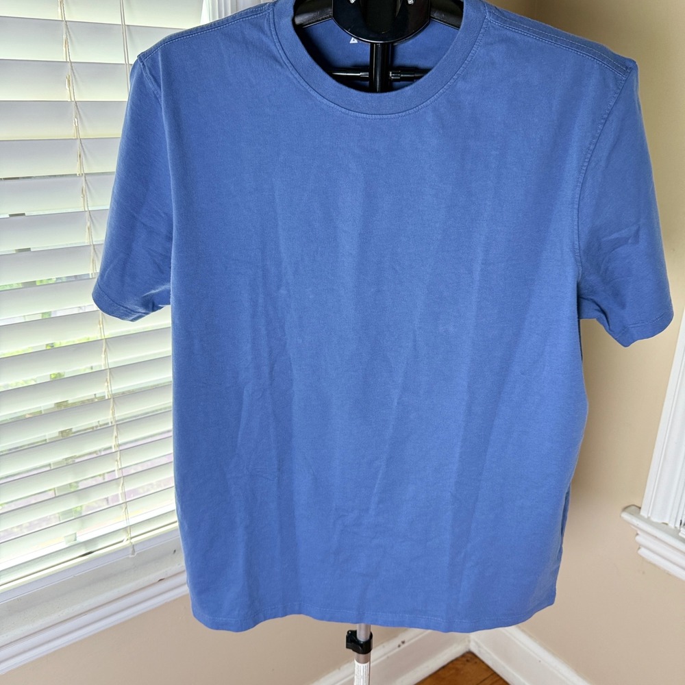 American Giant Mens Blue Cotton Short Sleeve Crew Neck T-Shirt L Made in USA